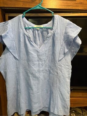 Palm Rio Women’s Cotton Gauze Short Sleeve Tunic in Periwinkle
